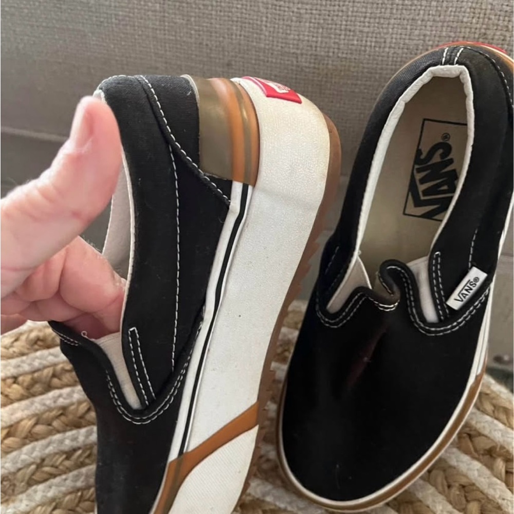 Vans Black and White Slip-On Shoes